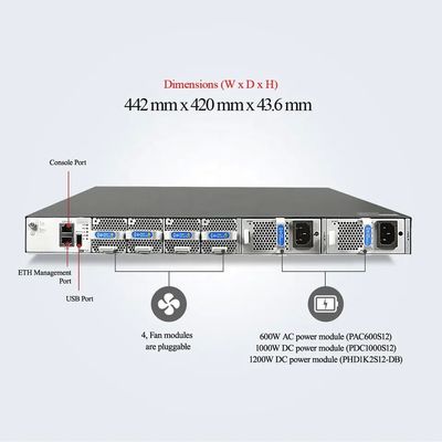 32 x 40/100 GE QSFP28 또는 32 x 200 GE QSFP56 8 x 400 GE QSFP-DD 스위치 CE8851-32CQ8DQ-P 19.2 Tbit/s